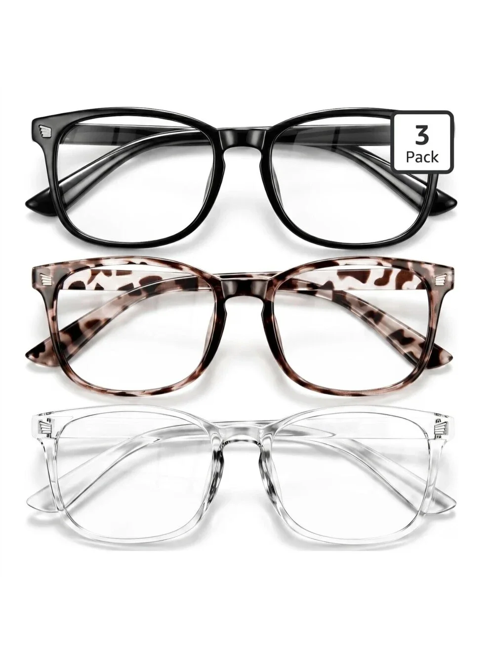 NEW 3 Pack of Fashion Blue Light Blocking Eyeglasses